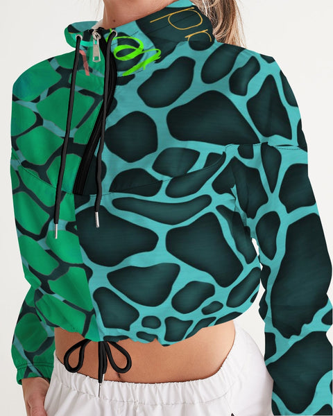 Two Toned Green & Blue SaVaugé Cropped Windbreaker