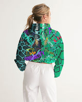 Two Toned Green & Blue SaVaugé Cropped Windbreaker