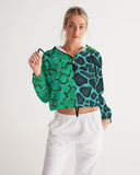 Two Toned Green & Blue SaVaugé Cropped Windbreaker