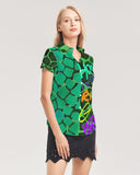 Green SaVaugé Women's Short Sleeve Button Up