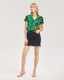 Green SaVaugé Women's Short Sleeve Button Up