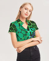 Green SaVaugé Women's Short Sleeve Button Up