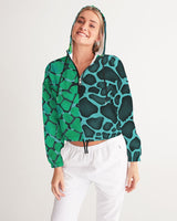 Two Toned Green & Blue SaVaugé Cropped Windbreaker