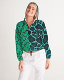 Two Toned Green & Blue SaVaugé Cropped Windbreaker